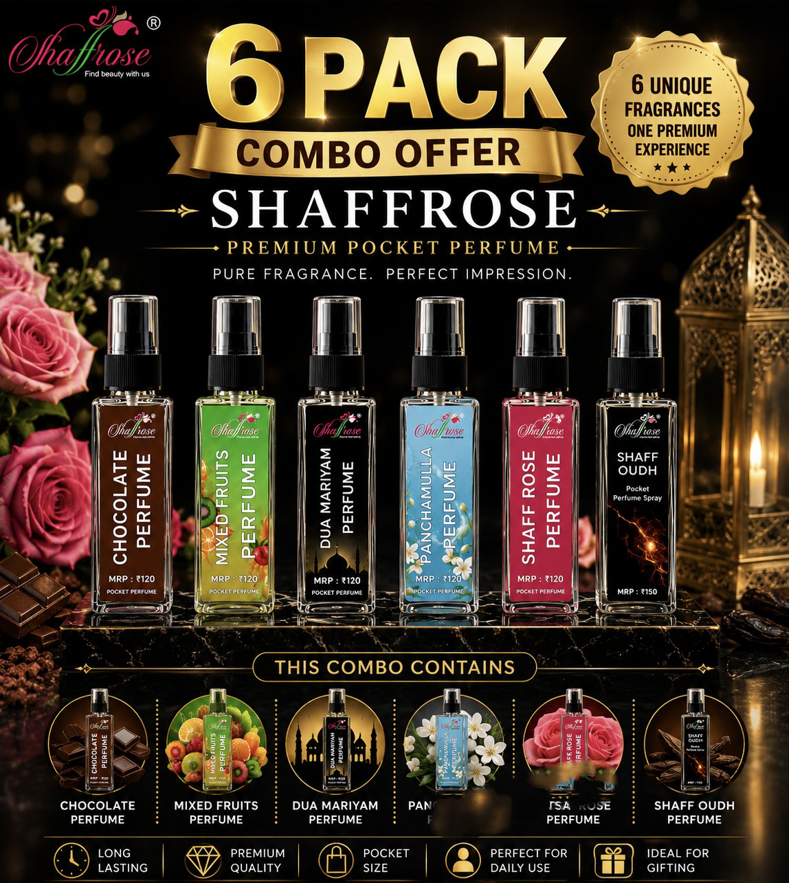 Premium Pocket Perfume – 6 Pack Combo Offer