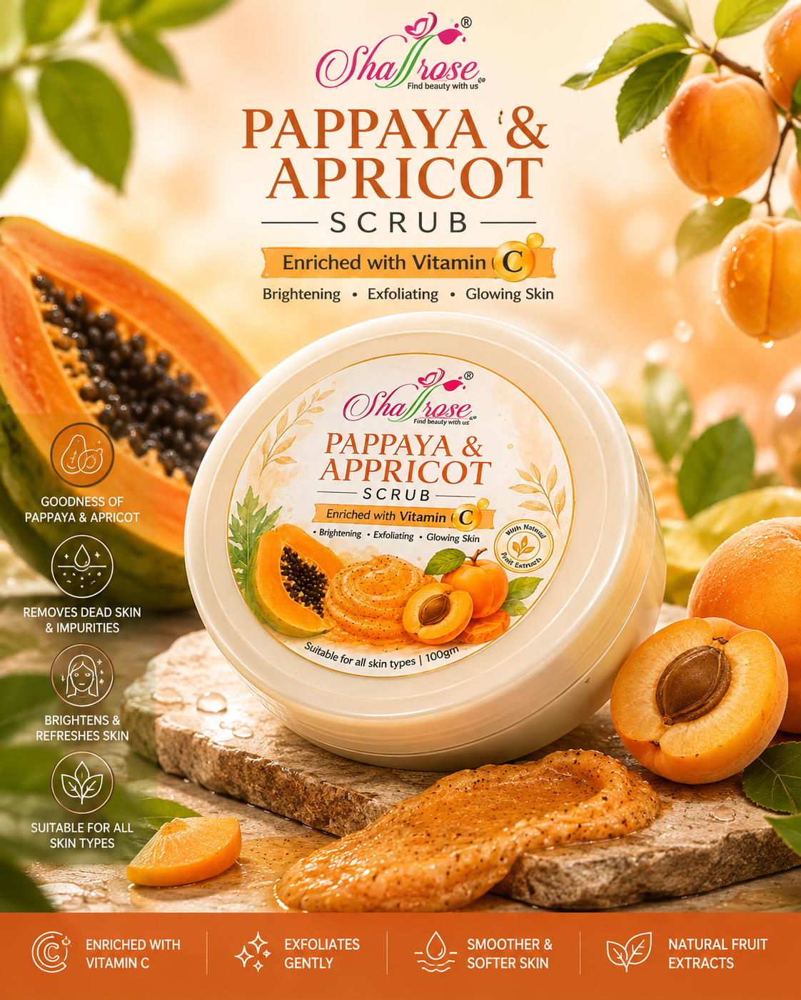 Papaya & Apricot Scrub – 100 GM